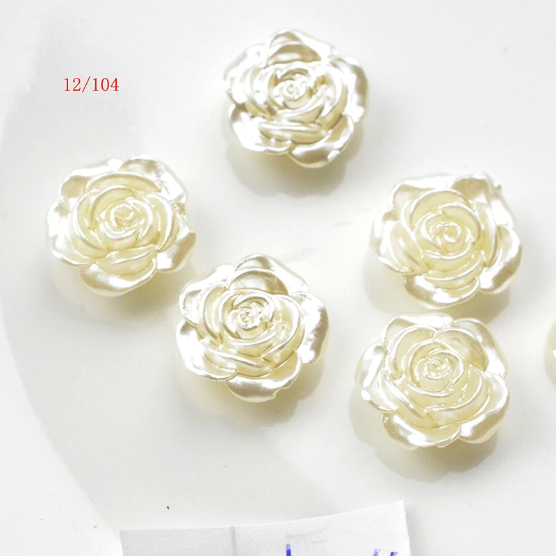 

FLTMRH 20pcs12mm White Flat Back Simulated Half Pearl Bead Rose Flower Pearl Cabochon Beads For Craft Diy Jewelry Making