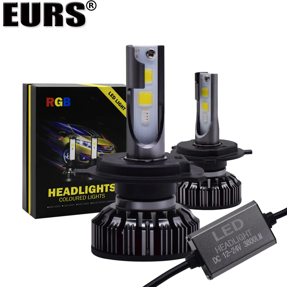 EURS(TM) H4 H7 LED Bulbs RGB LED headlight APP Bluetooth Control H1 H3 H8 H11 HB3 HB4 Car LED