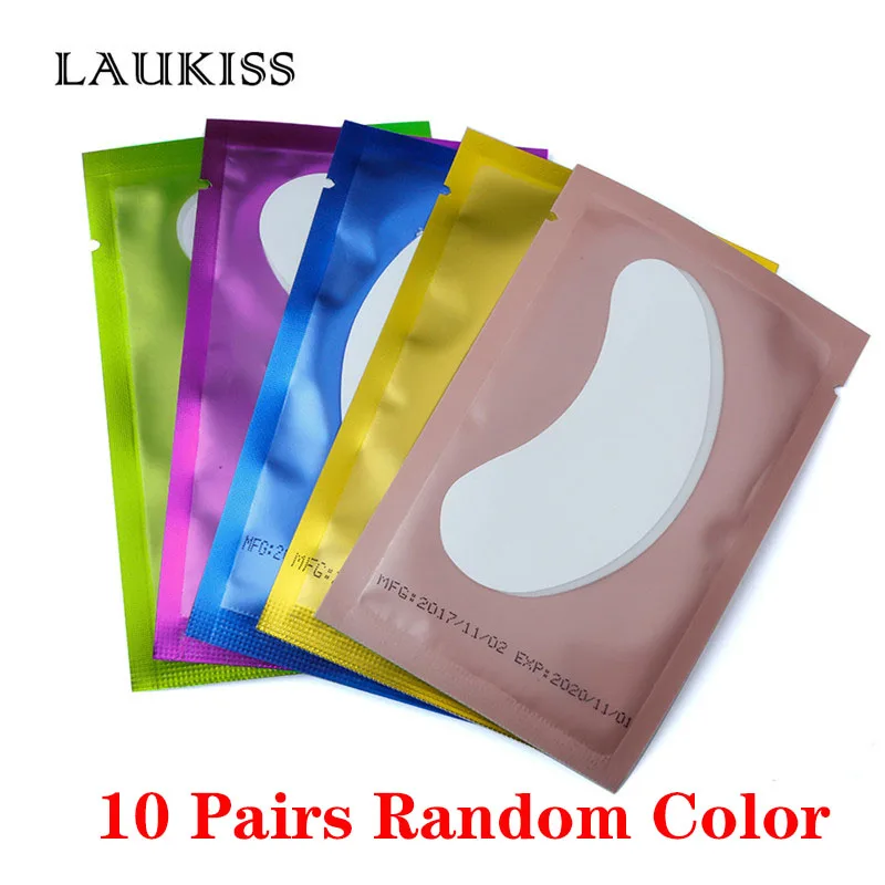 10Pair Color Random 25/50/100 пар/лот Пластыри для ресниц наращивания кругов под глазами колодки Бумага патчи розовый Безворсовая наклейки Ткань для ресниц накладных - Цвет: 10Pair Color Random
