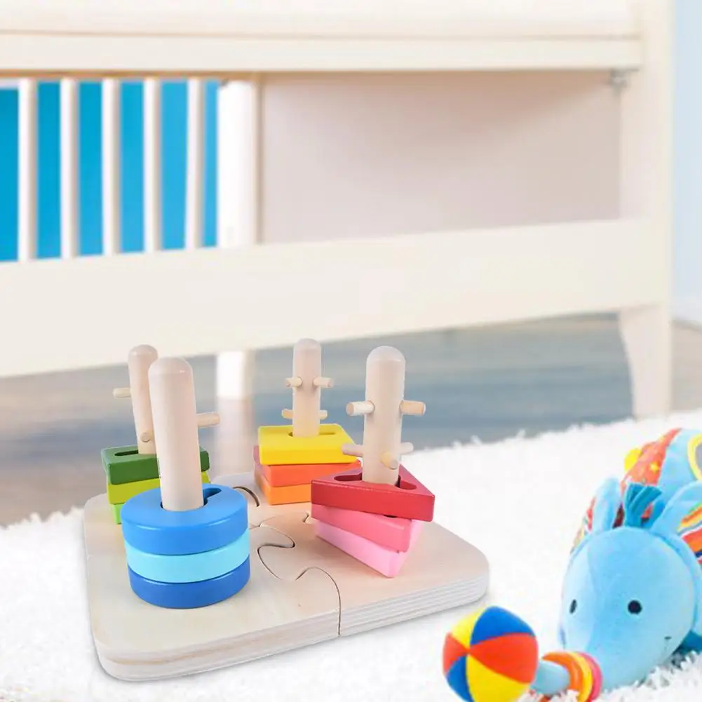 Inteligencia Aprendizaje Temprano clásico bebé juguetes madera Color geometría columna forma tipo juego de construcción Brinquedos Educativos Inteligencia Aprendizaje Temprano clásico bebé juguetes madera Color geometría columna forma tipo juego de construcción Brinquedos Educativos