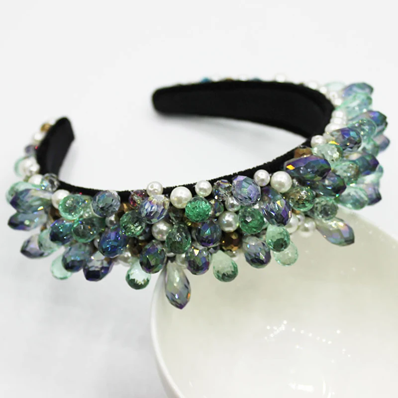 

Handmade Luxury Baroque Headband Full Rhinestone Crystal Beads Hair Bands Women Headpeice Queen Crown Wedding Hair Accessories