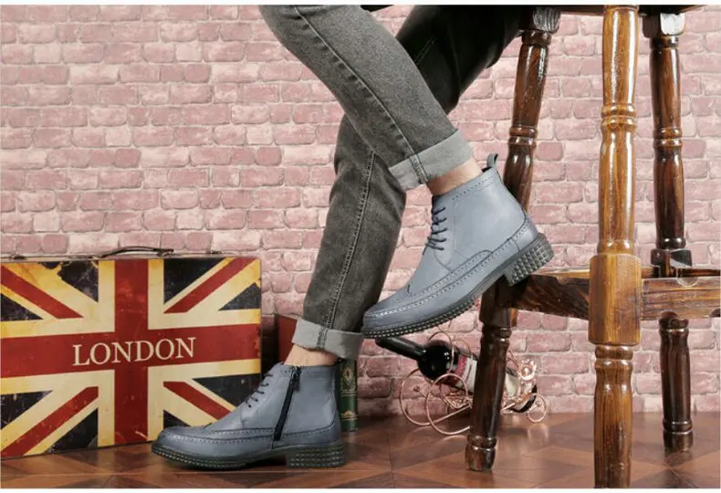 Men's Boot Lace-up Men Boots Genuine Leather Winter Black Chelsea Boots Mens Ankle Military Boots' Men Desert winter shoes mens  (6)