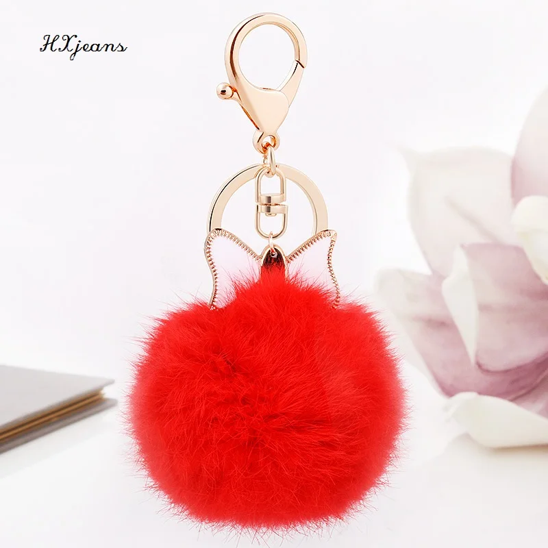 2016 new real rabbit hair bow fashion girls keychain bag pendant