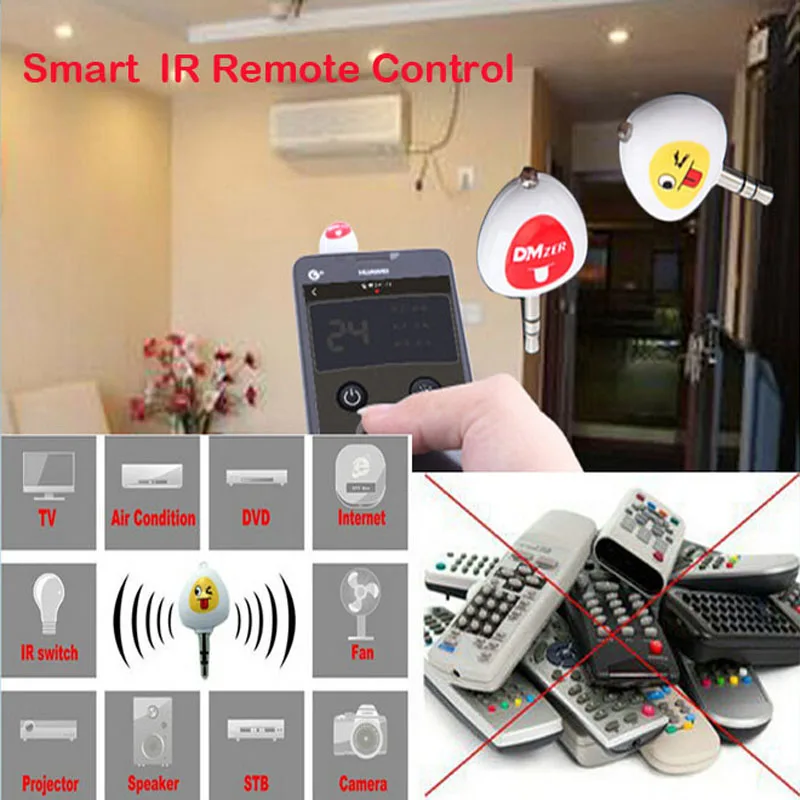 remoto infrarrojo ir inalámbrico inteligente Universal para iphone, teléfonos TV, DVD, aire de ventilador de proyector - AliExpress Productos electrónicos