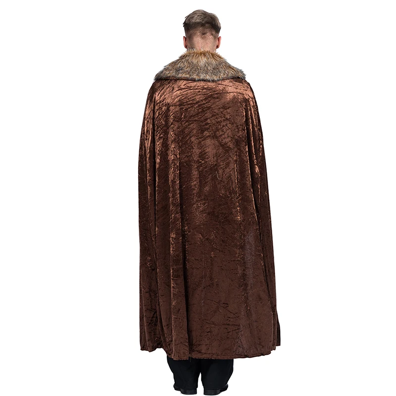 Cosplay&ware Men Fur Cloak Game Thrones Cosplay Manteau Medieval Black Long Oversize Cape Adult Halloween Costume -Outlet Maid Outfit Store