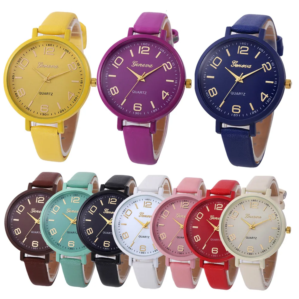 Женские повседневные шашки искусственная кожа кварцевые аналоговые наручные часы кварцевые часы розовое золото женские часы для женщин#7