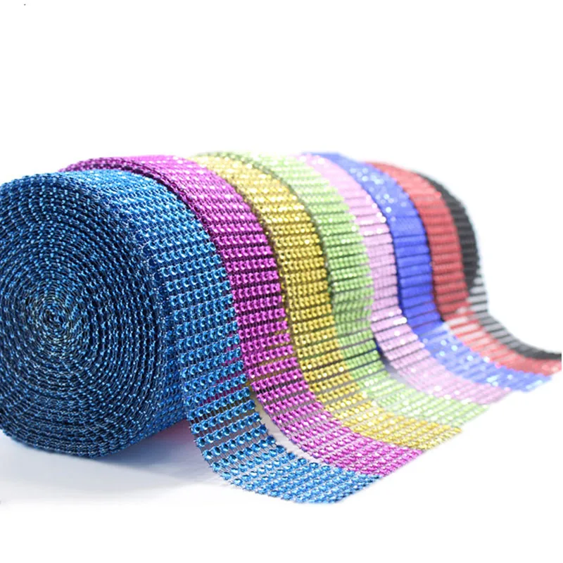

2 Yards 4 cm Width DIY Rhinestone Mesh Home Table Decor Crystal Colorful Diamond Mesh Wrap Birthday Bridal Wedding Party Decor