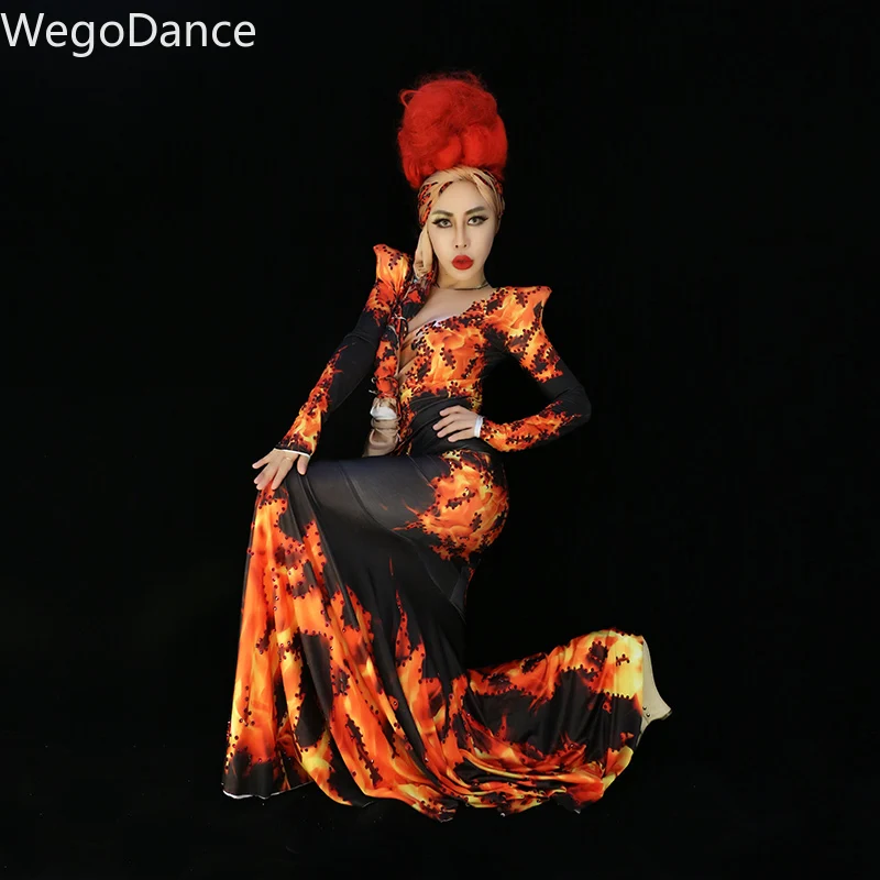 New Hot Sale Sparkly Glass Rhinestones Dress Colorful Sexy Long Dress Costume Prom Birthday Celebrate Dresses Beyonce Bodysuit