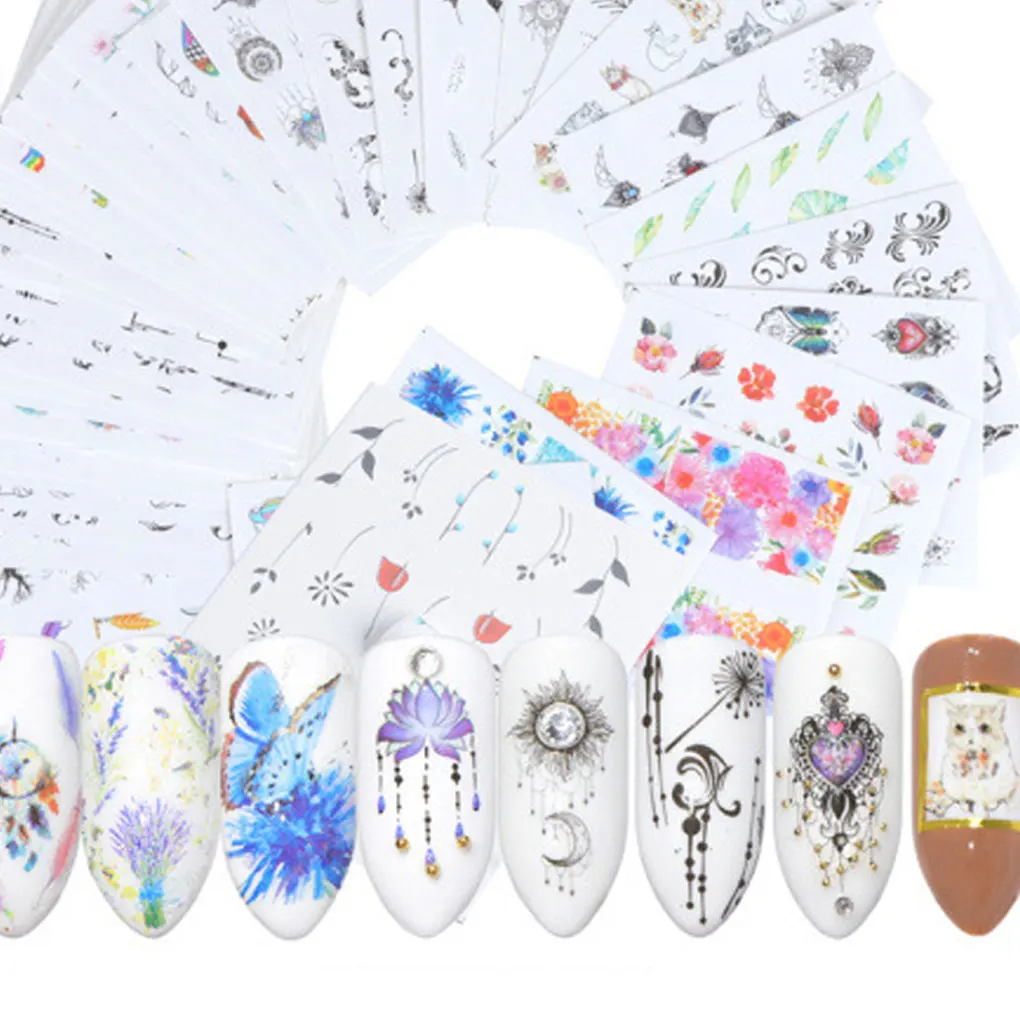 

Pattern Printed Nail Decals Environmental Friendly Nail Art Stickers Full Nail Decor DIY Nail Tip Tools