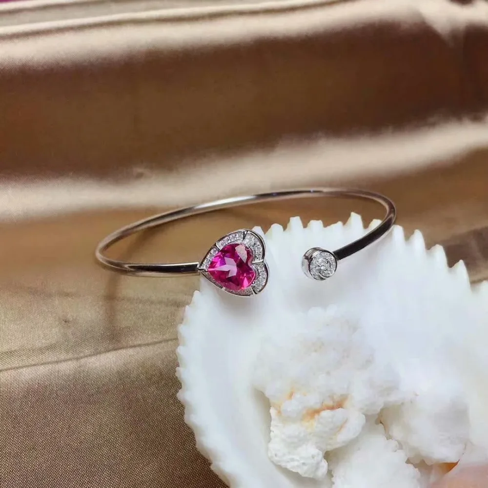 Shilovem стерлингового серебра 925 Натуральный топаз розовый браслеты на запястье womn мода тонкой новый завод подарок ювелирные изделия 8*8 мм