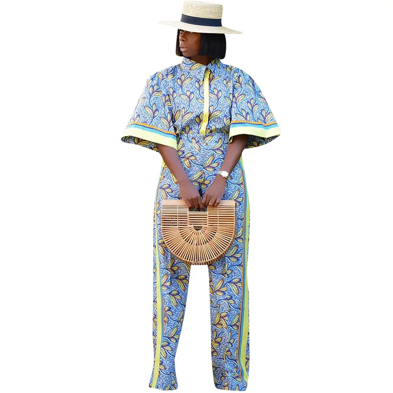 

African Sets For Women 2019 African Print Elastic Bazin Baggy Pants Rock Style Dashiki Sleeve Suit Lady Africa Clothing