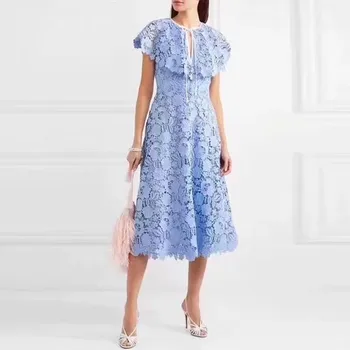 

High Quality 2019 Dress Sexy Celebrity Lace Floral Hollow Out Women Short O Neck Night Club Body con Party Dresses Wholesale