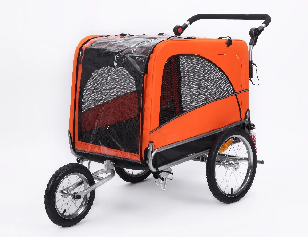 Luxury 2 in 1 Bike Pet Trailer Bicycle Jogger for Dog Carts With Suspention Adjustable Handle 10308 | Спорт и - Цена: 