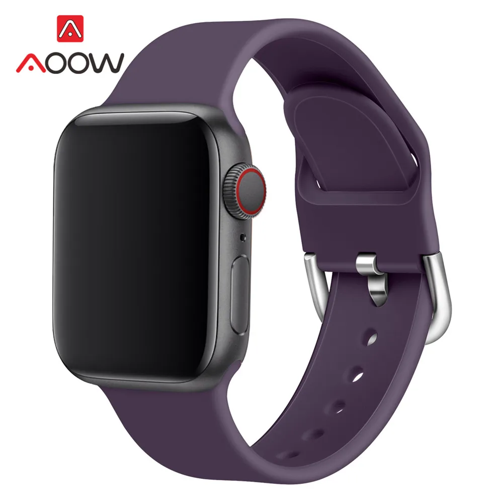 Ремешок силиконовый спортивный для Apple Watch 4 40 мм 44 38 42 водонепроницаемый сменный
