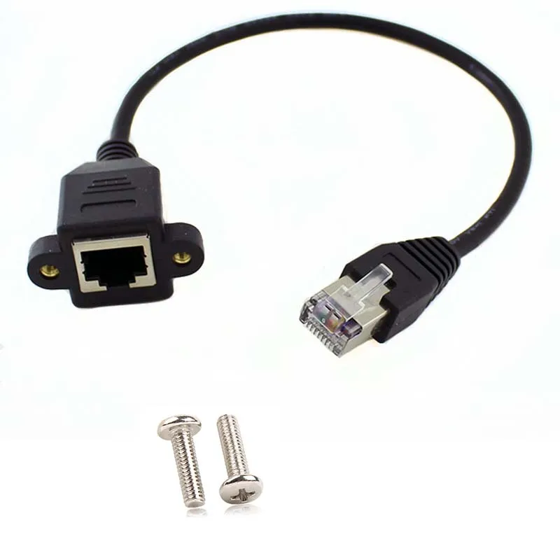 1ft RJ45 Male to Female Screw Panel Mount Ethernet LAN Network Extension Cable NEW | Электроника