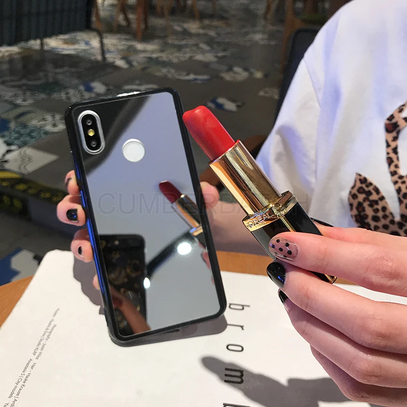 

Silicone mirror makeup case for xiaomi mi 8 A2 lite A1 F1 Acrylic TPU case for Redmi 6A 5A 4A 6 Note 7 Pro 4 4X 5 Plus Mi8 cover