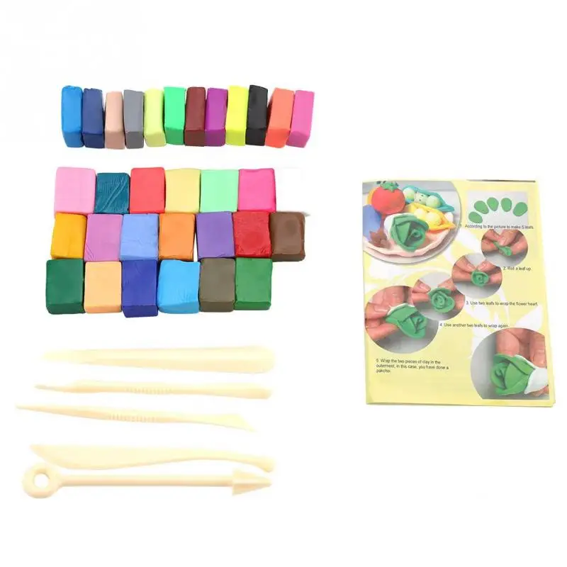 

32 Colors Polymer Clay Tool Set Puzzle Modeling Clay with 5 Sculpting Tools Package Special Toys DIY Polymer Clay Tool