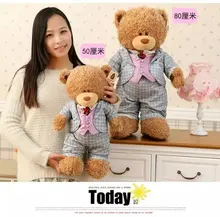 big new creative teddy bear toy blue suit handsome teddy bear doll high quality bear doll about 80cm
