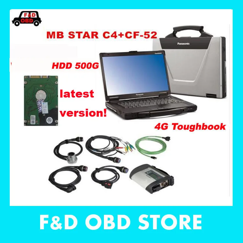 500g HDD V2019.12+ MB Star C4 SD Подключение+ CF52 4G полная диагностическая система компактная 4 Diagnosis de Диагностика мультиплексор для Benz Диагностика