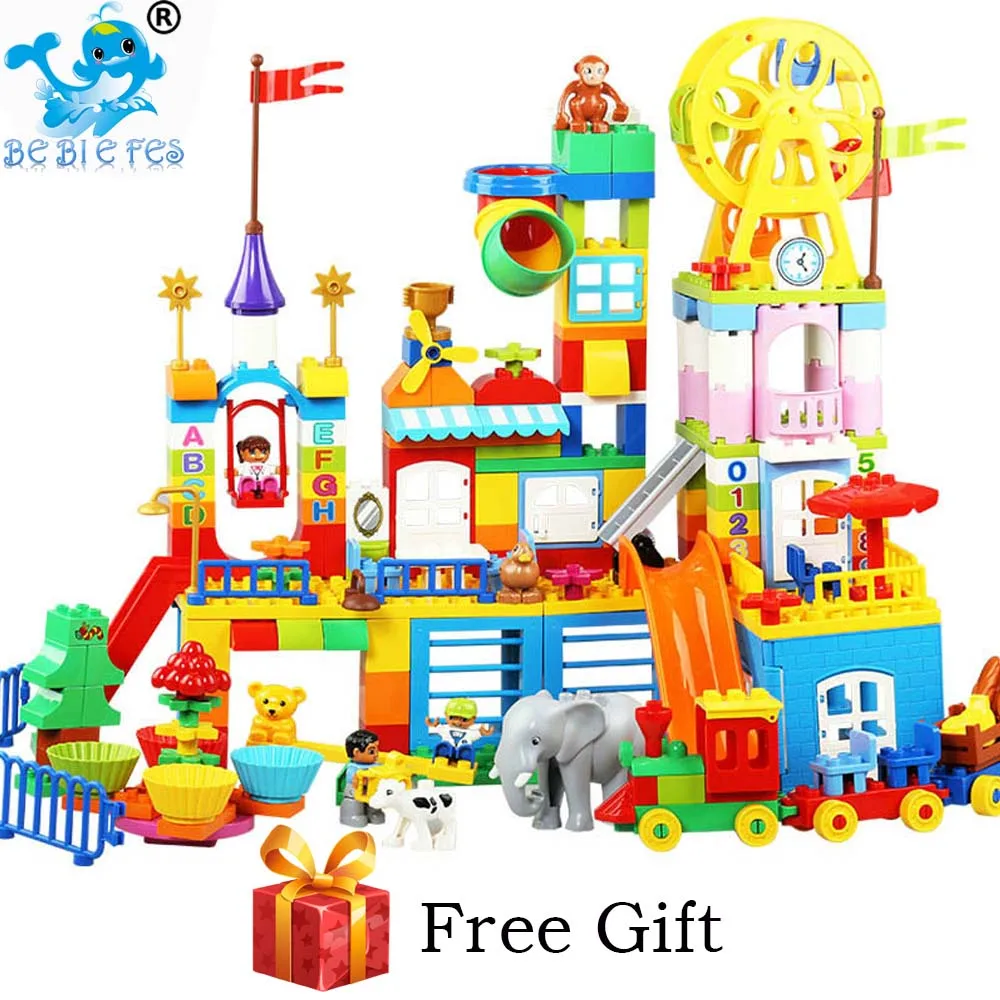 

230pcs Big Size Building Blocks Amusement Park Happy Valley Bricks Compatible LegoING Duplo Friends Series Toy Baby Gift