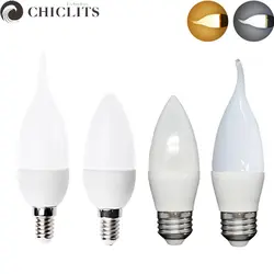 Новый Velas свечи светодиодные лампы 220 V E14 3 W 5 W освещение люстры Светодиодные лампы E27 энергосберегающие лампы Главная 5730 свечки блеск