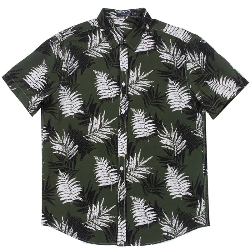 100% القطن الرجال قمصان هاواي الذكور عارضة Camisa الغمد المطبوعة الشاطئ قمصان ألوها قمصان قصيرة الأكمام الصيف حزب قميص