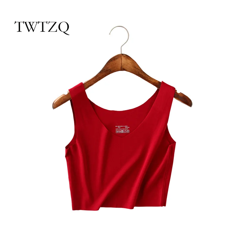 Женский укороченный топ TWTZQ хлопковый бесшовный повседневный модель 3BX010 на лето