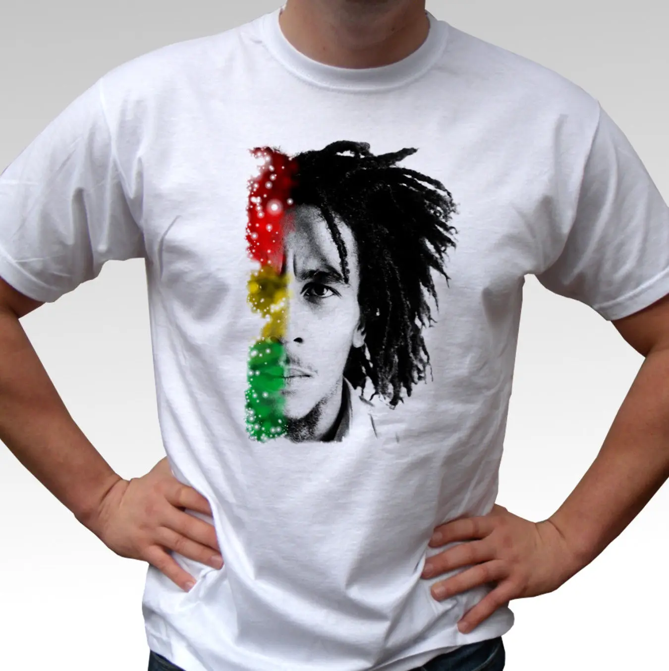 Bob Marley/белая футболка с флагом лица топ rasta reggae мужские и детские размеры | Мужская