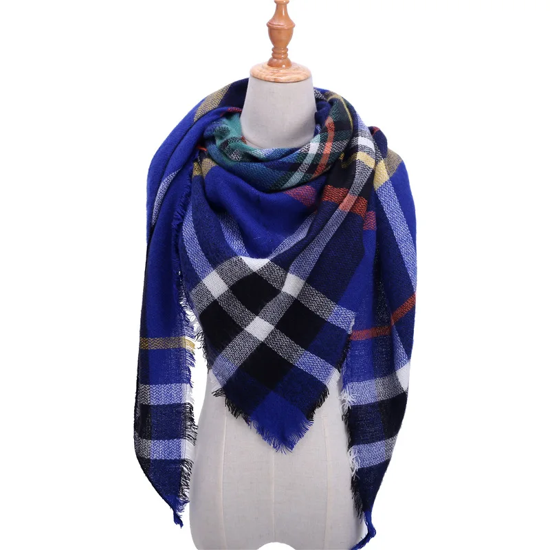 LaMaxPa Модный зимний теплый клетчатый треугольный шарф для женщин/леди одеяло пашмины шаль длинный кашемировый женский кашне, накидки - Цвет: 8