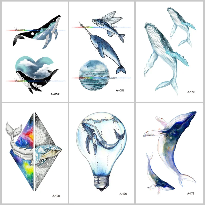 

WYUEN Animal Beast Dolphin Waterproof Temporary Tattoo Sticker Whale Tatoo for Adults Kids Bear Tiger Women Body Art Fake Tattoo
