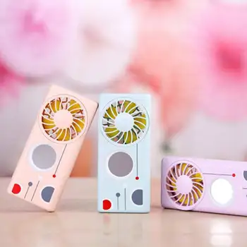 

5 in 1 USB mini fan adjustable 2 wind speeds fan with fill-in light aromatherapy mirror portable battery good gift