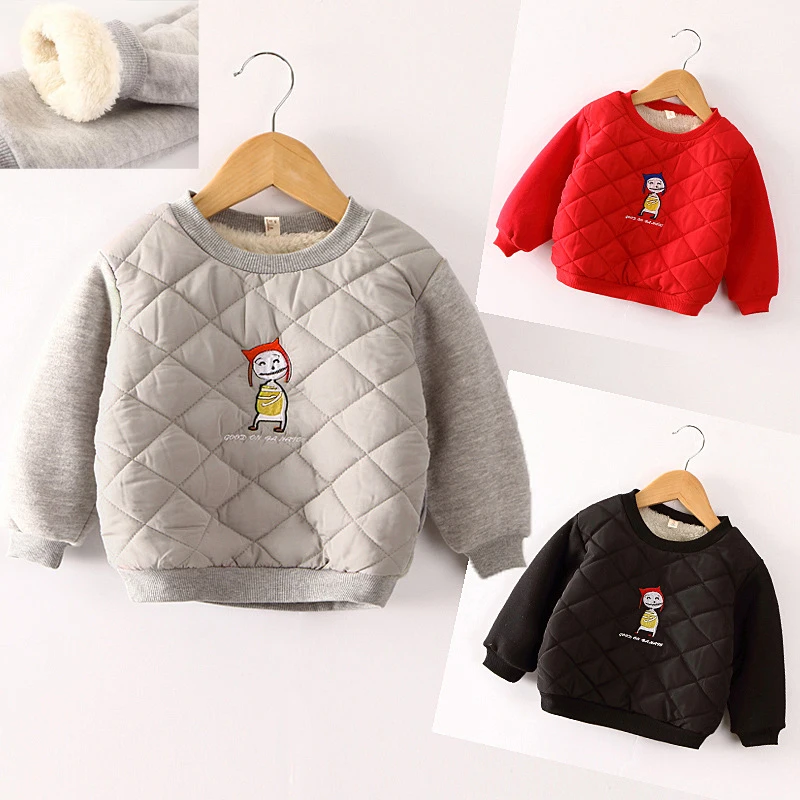 

BibiCola boys winter warm sweater kids cotton thick casual outerweater for baby boys children sports velvet aweater clothing