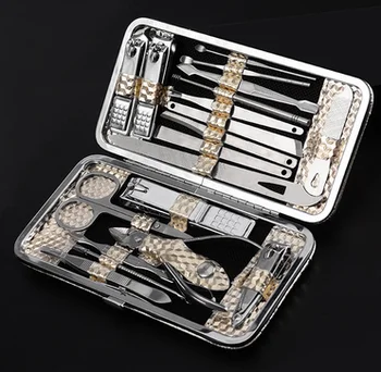 

by dhl 20sets Nail Clipper Kit Stainless steel Eyebrow Scissors Ear-pick Cuticle Pusher Acne Needle Eyebrow Clip 19pcs/set