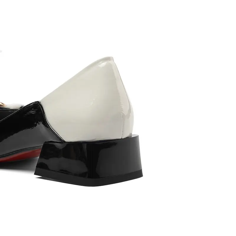 Женские туфли-лодочки с квадратными каблуками и пряжкой из натуральной кожи; вечерние женские туфли для свадьбы и офиса; zapatos mujer; большой размер 43
