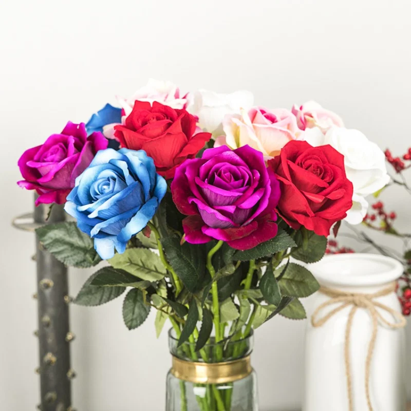 Single Artificial Flowers Fake Rose For Valentine's Day Gift Wedding