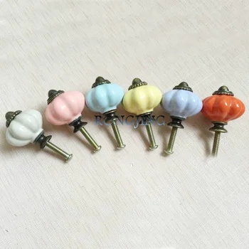 

6pcs Ceramic Cabinet Handles Rustic Pumpkin Cabinet Knobs Wardrobe Handle Kids Bedroom Cupboard Drawers Knobs Dresser Pulls