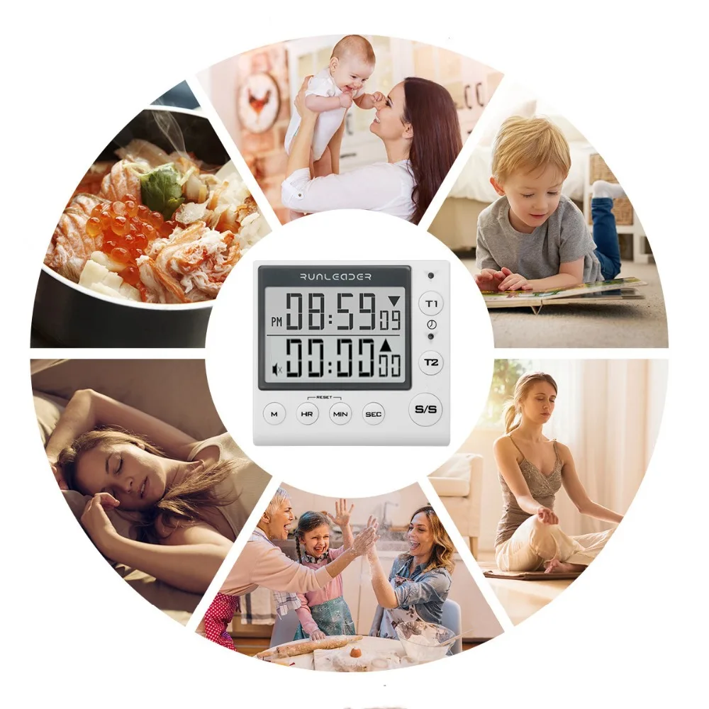 Digital Kitchen Timer Cooking Timers  timer kitchen digital timer alarm timer countdown timer kitchen timer for kids 2-channel flashing kitchen timer Indoor temperature and humidity meter2_