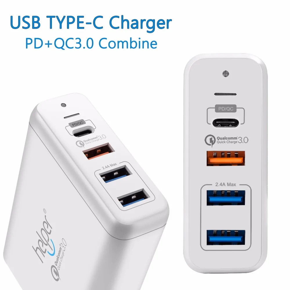 USB Type C PD Charger, 75W 4 Ports USB C PD Smart Desktop Charger with Power Delivery for Apple