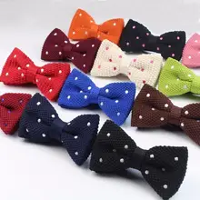 Дизайнерские мужские модные вязаные галстуки-бабочки ручной работы с вышивкой в горошек, вязаный галстук-бабочка для свадебной вечеринки