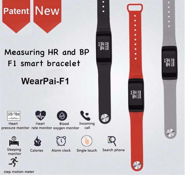 F1 Sport Smart Band Blood Pressure Oxygen Heart Rate Fitness Wristband Pedometer Sleep Monitor Push Message