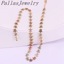3 шт Новое поступление богемное золото/серебро Красочные cz проложили звезды дизайн модное ожерелье
