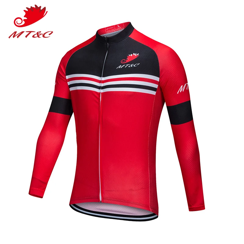 

MT&C Cycling Jersey Red Black Stripes Sport Style Breathable Clothes Quick Dry Bicycle Spring Autumn Sportswear Bike Clothes