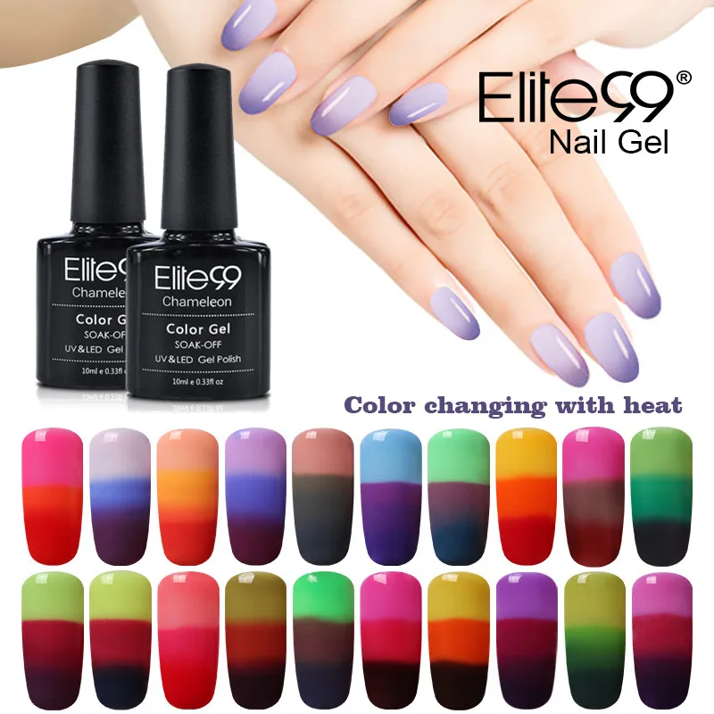 

Elite99 10ml Gel Varnish Nail Gel Polish Chameleon Temperature Color Changing Nail Polish Thermal Color Change UV Gel Lacquer
