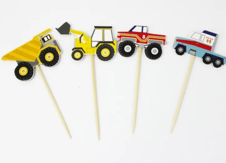48pcs Car Automobile Cupcake Toppers Picks for Happy Birthday Party Decorations Boys and Christmas Decorations for Home Cake (4)