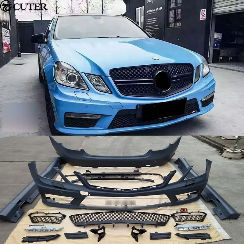 W212 E63 AMG Стиль FRP Неокрашенный передний бампер задний бампер боковые юбки для Mercedes Benz W212 E300 AMG автомобильный комплект кузова 10-13