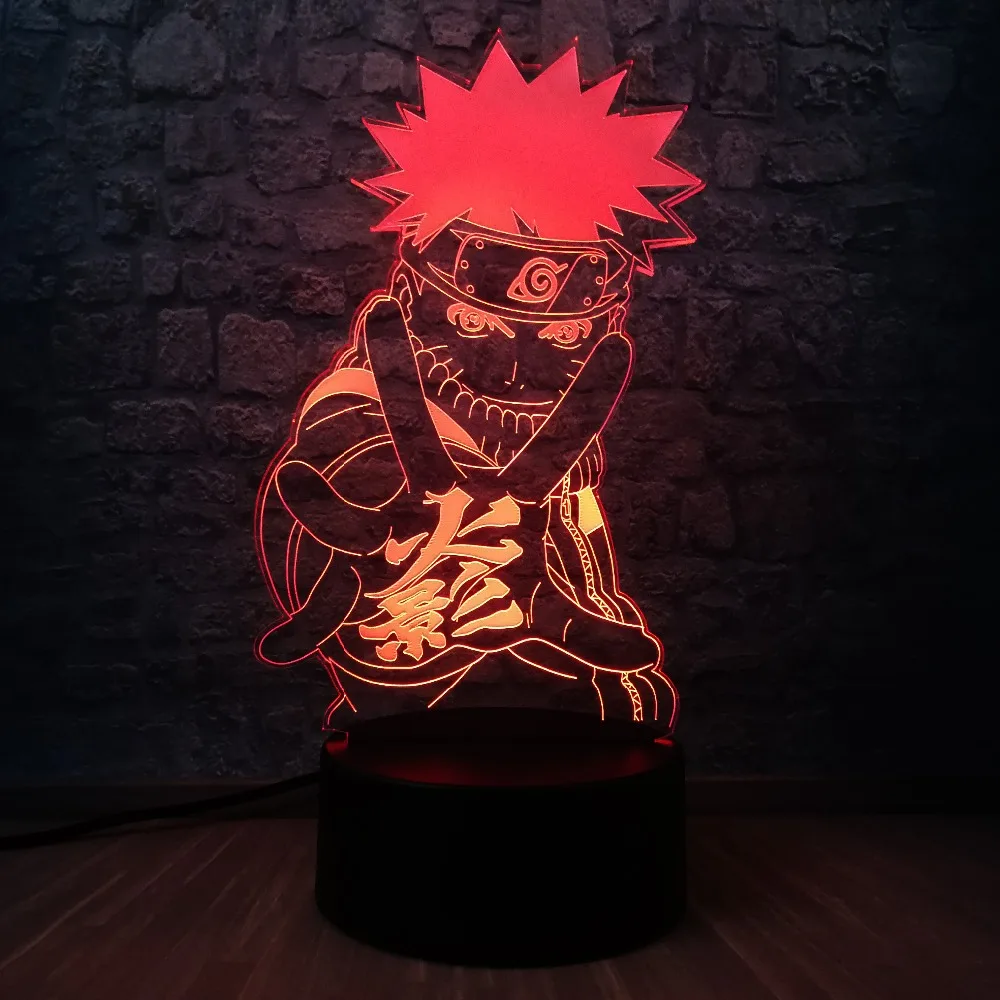 

3D Figure Uzumaki Naruto LED Lamp 7 Color Changing Bedside Table Night Light Decorative Cool Boy Fans Holiday Birthday Gift Toy