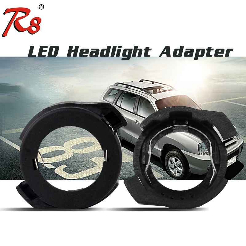 2 PCS Auto H7 LED Headlight Bulbs Retainer Socket Adapters Holders To
