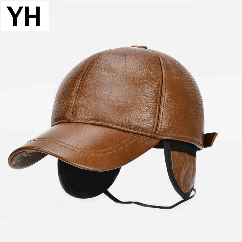 Men Quality Genuine Leather Baseball Cap Brand Casual Cowhide Leather Baseball Hat New Autumn