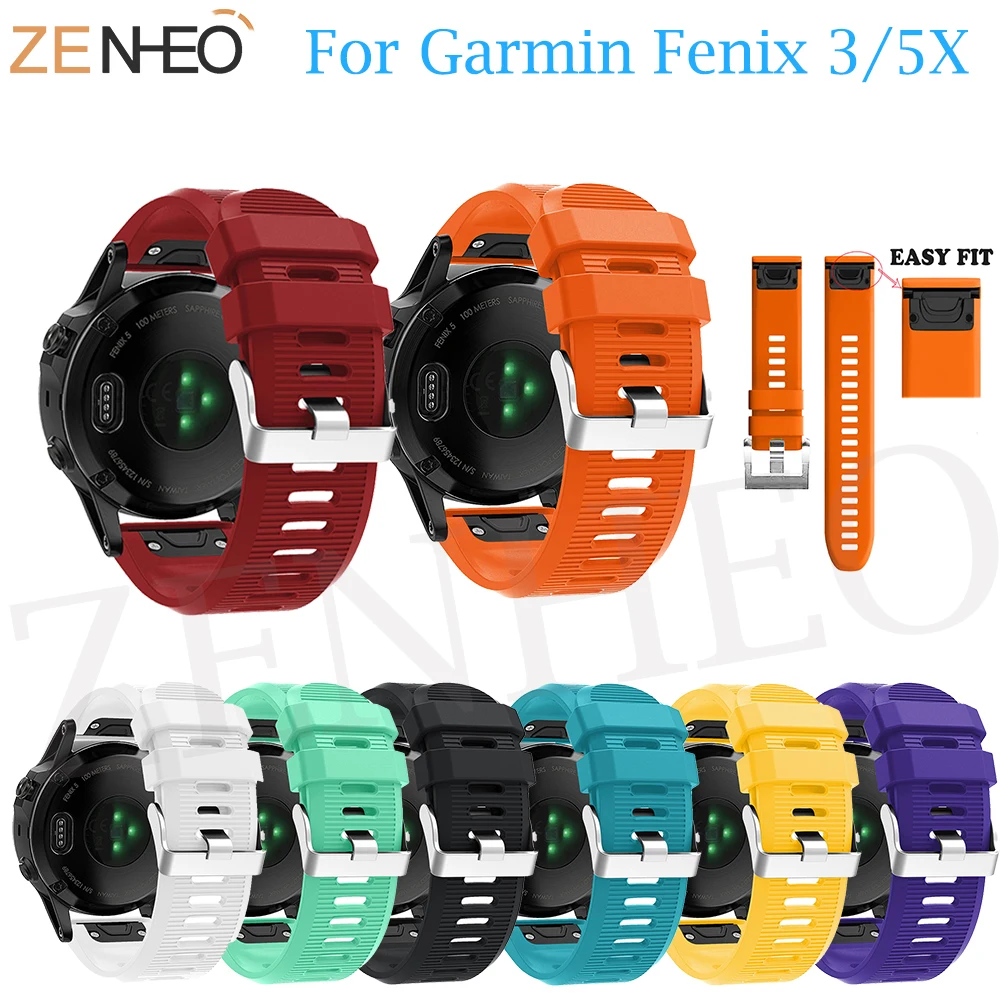26mm Width Strap for Garmin Fenix 5X Band Sport Silicone Watchband with Easy Fit for Garmin Fenix 3/3HR Watch Wrist band Strap 26mm Width Strap for Garmin Fenix 5X Band Sport Silicone Watchband with Easy Fit for Garmin Fenix 3/3HR Watch Wrist band Strap