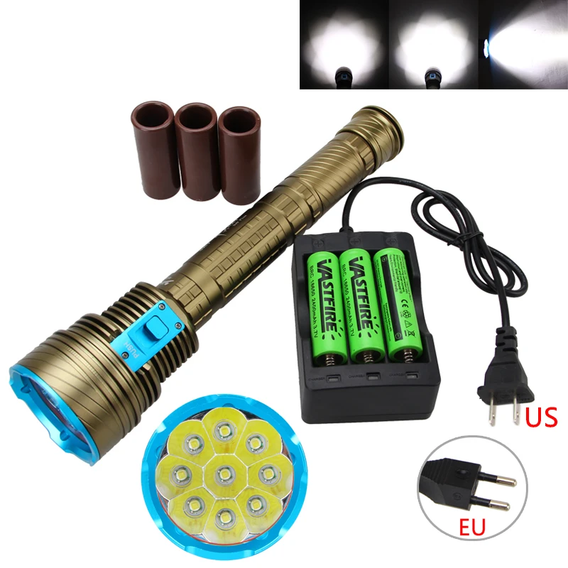 Underwater 100M T6 LED Diving Scuba Flashlight Torch Waterproof Light 18650 Lamp